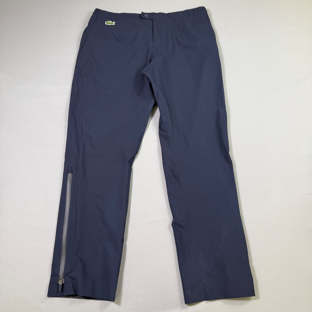 Lacoste Sport Water Repellant Golf Pants Mens 42 Navy Blue Ankle Zip Performance